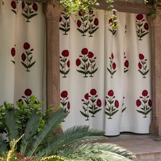 Quilted Curtain Panel Poppy