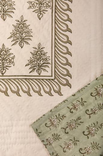 French Traditionally Quilted  Throws and Tablecloth in  Palla Buta. and Grey Gud Palla Buti