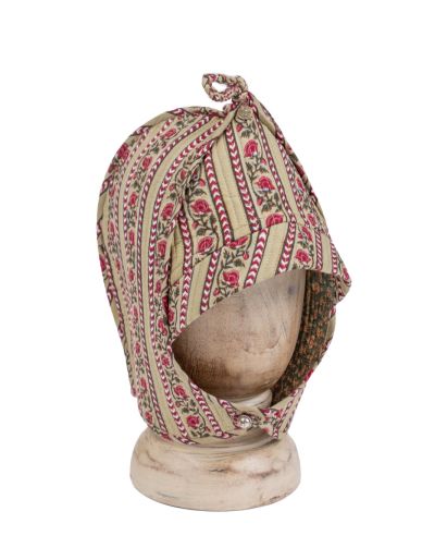 Pixie Hat (Dove Gud Mughal Rose Stripes / Firozi Laura)-9 Months