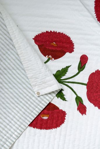 Bed Cover Poppy on White