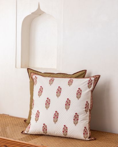 French Traditionally Quilted Cushion Cover 65 X 65 Cms